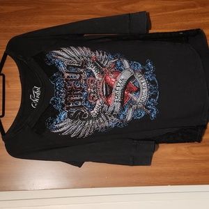 Sinful by Affliction 3/4 length shirt. Size L.